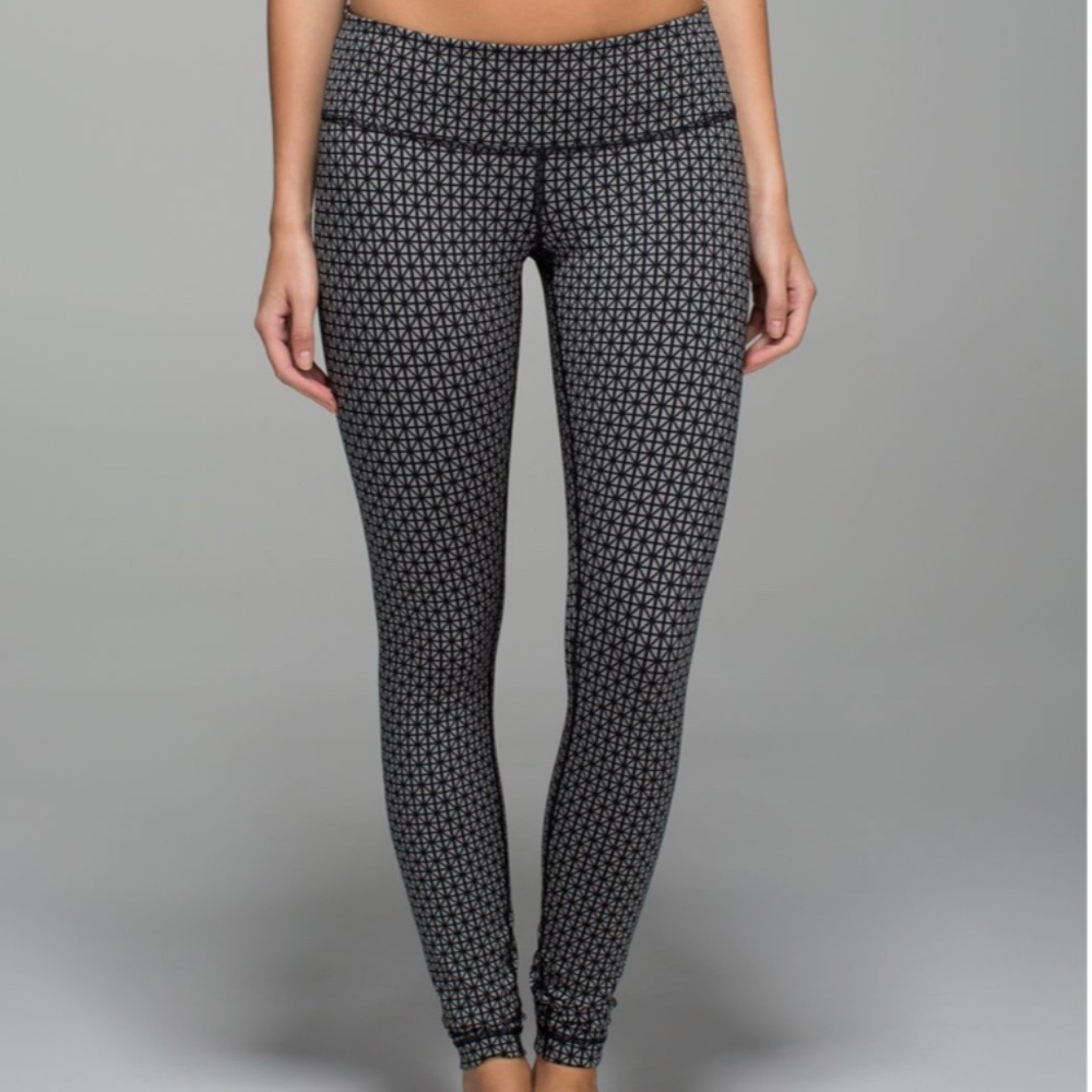Lululemon Wunder Under Pant *Full-On Luon Tri Geo Silver Spoon Black